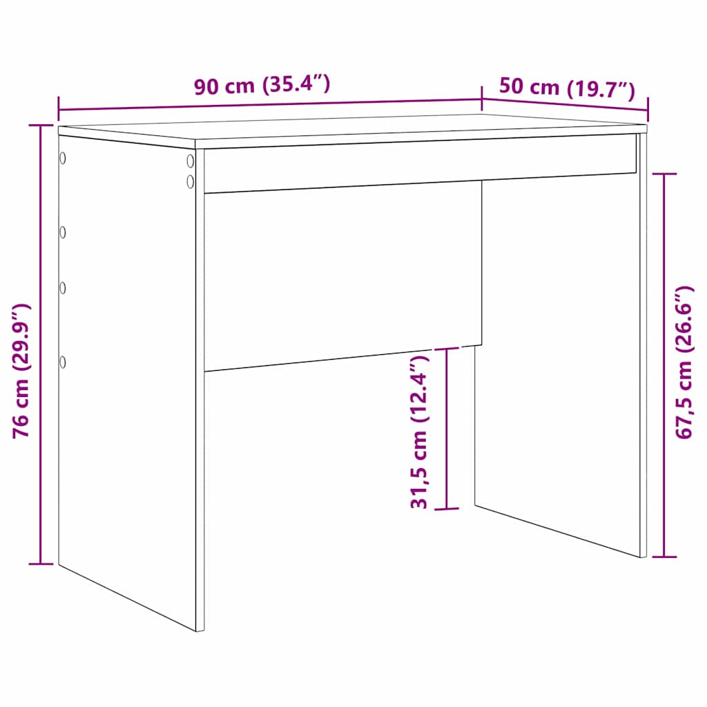 Desk Black Oak 90 x 50 x 76 cm
