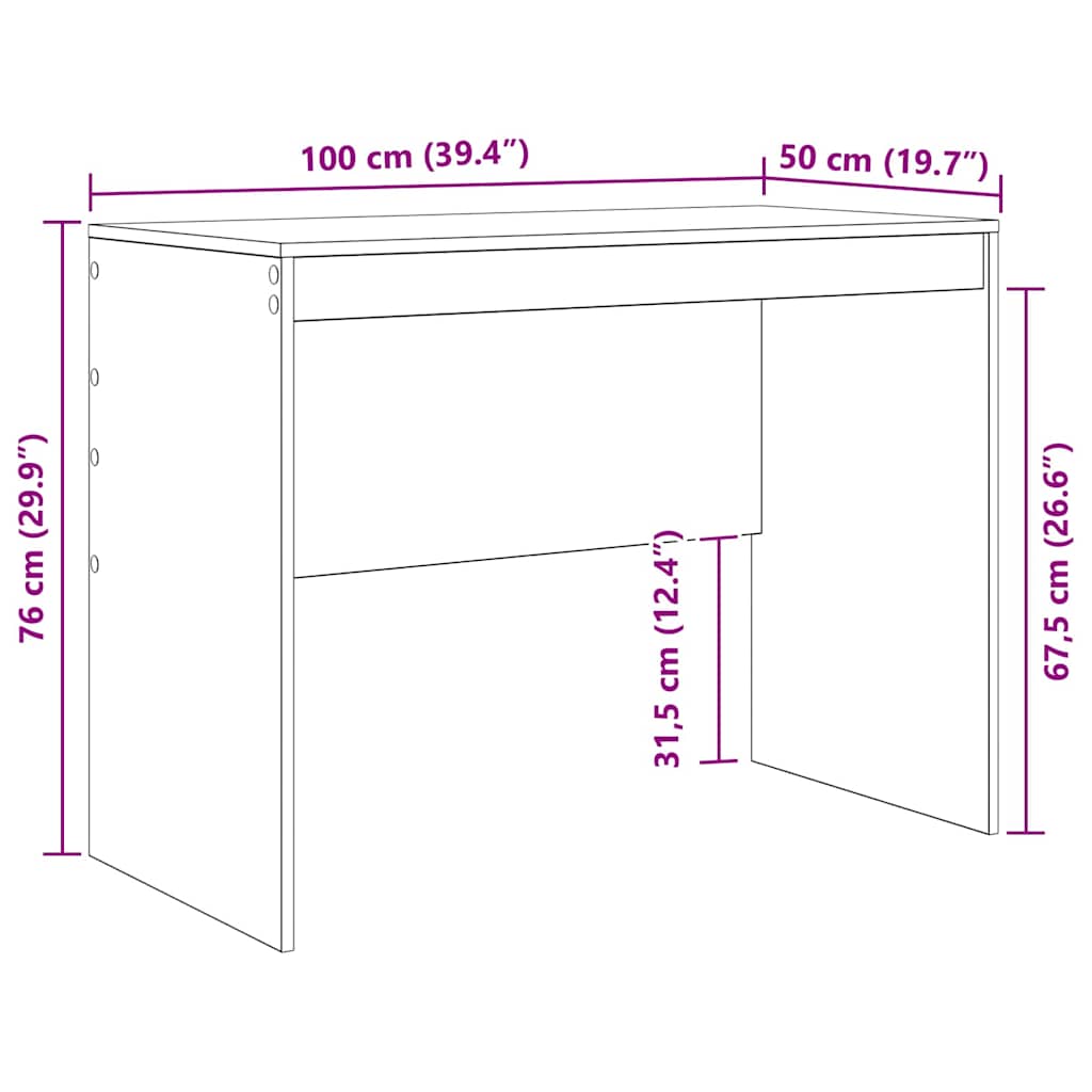 Desk Grey Sonoma 100 x 50 x 76 cm