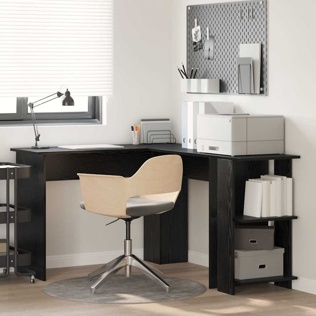 Corner Desk Black Oak 140 x 113.5 x 75 cm Engineered Wood