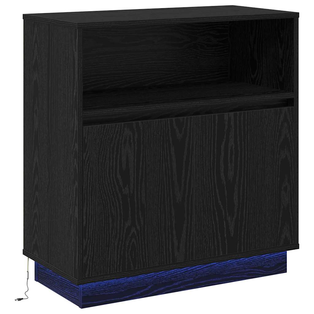 LED Sideboard Black Oak 71 x 34.5 x 75 cm Engineered Wood