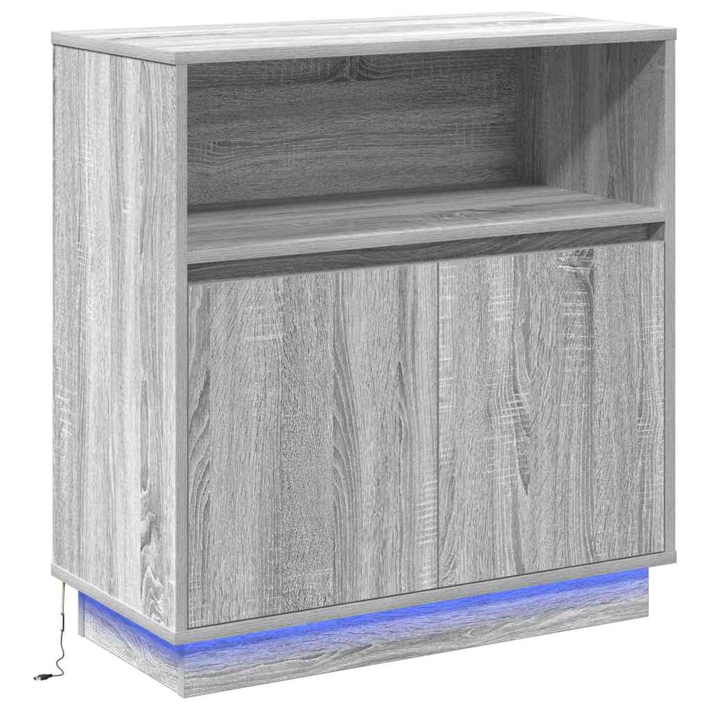 LED Sideboard Grey Sonoma 71 x 34.5 x 75 cm Engineered Wood