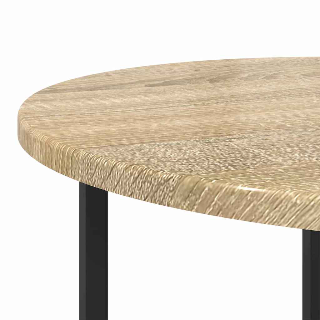 Side Table Set 2 pcs Sonoma Oak and Black 50 x 50 x 50 cm