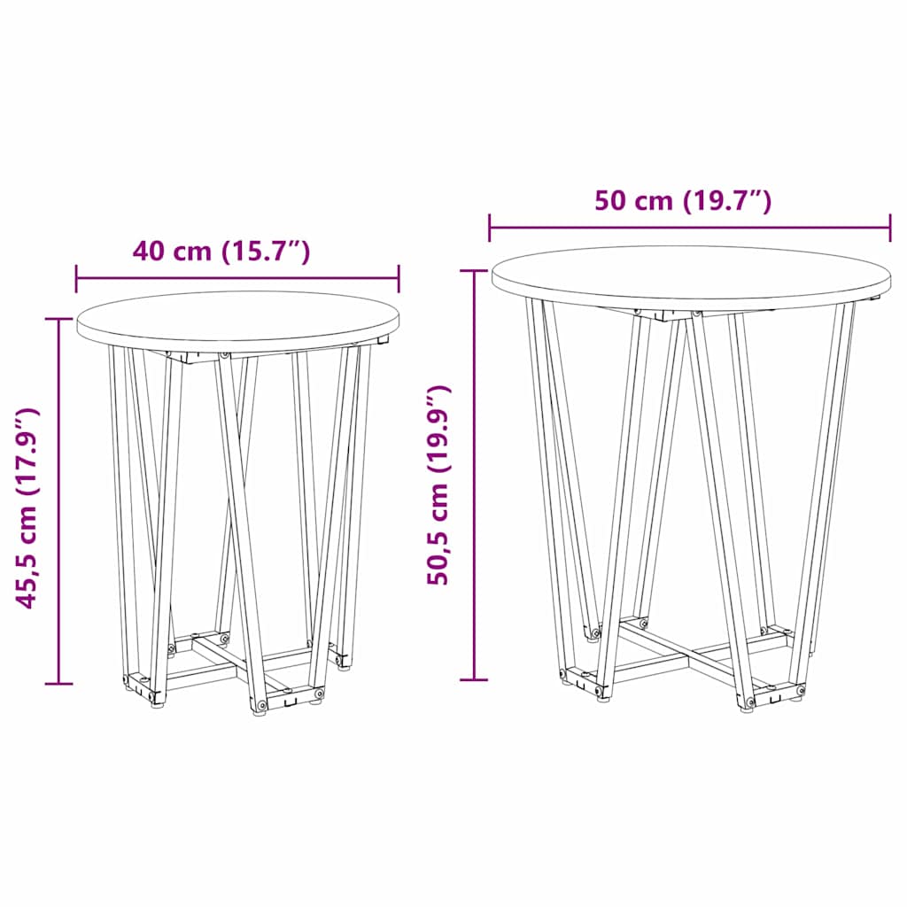 Side Table Set 2 pcs Grey Sonoma and Black 50 x 50 x 50.5 cm