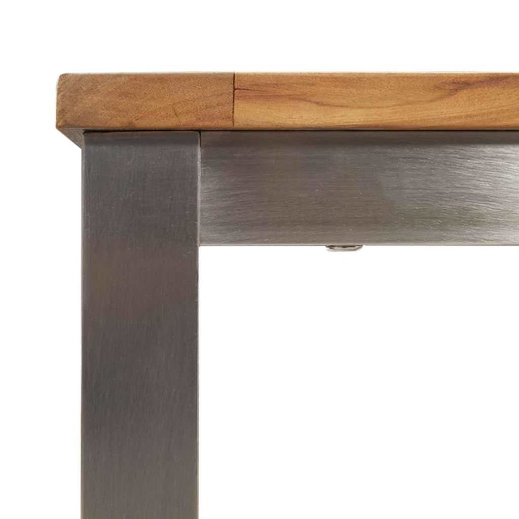 Dining Table 180x90x75 cm Solid Teak Wood and Stainless Steel