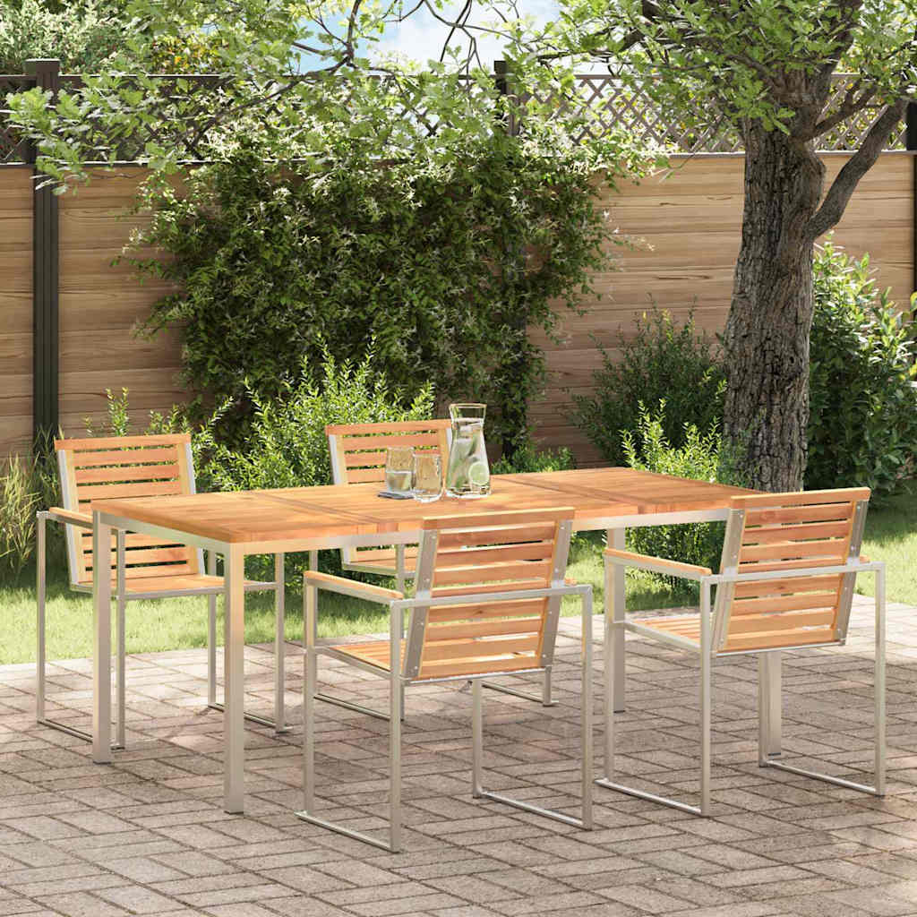 Dining Table 180x90x75 cm Solid Teak Wood and Stainless Steel