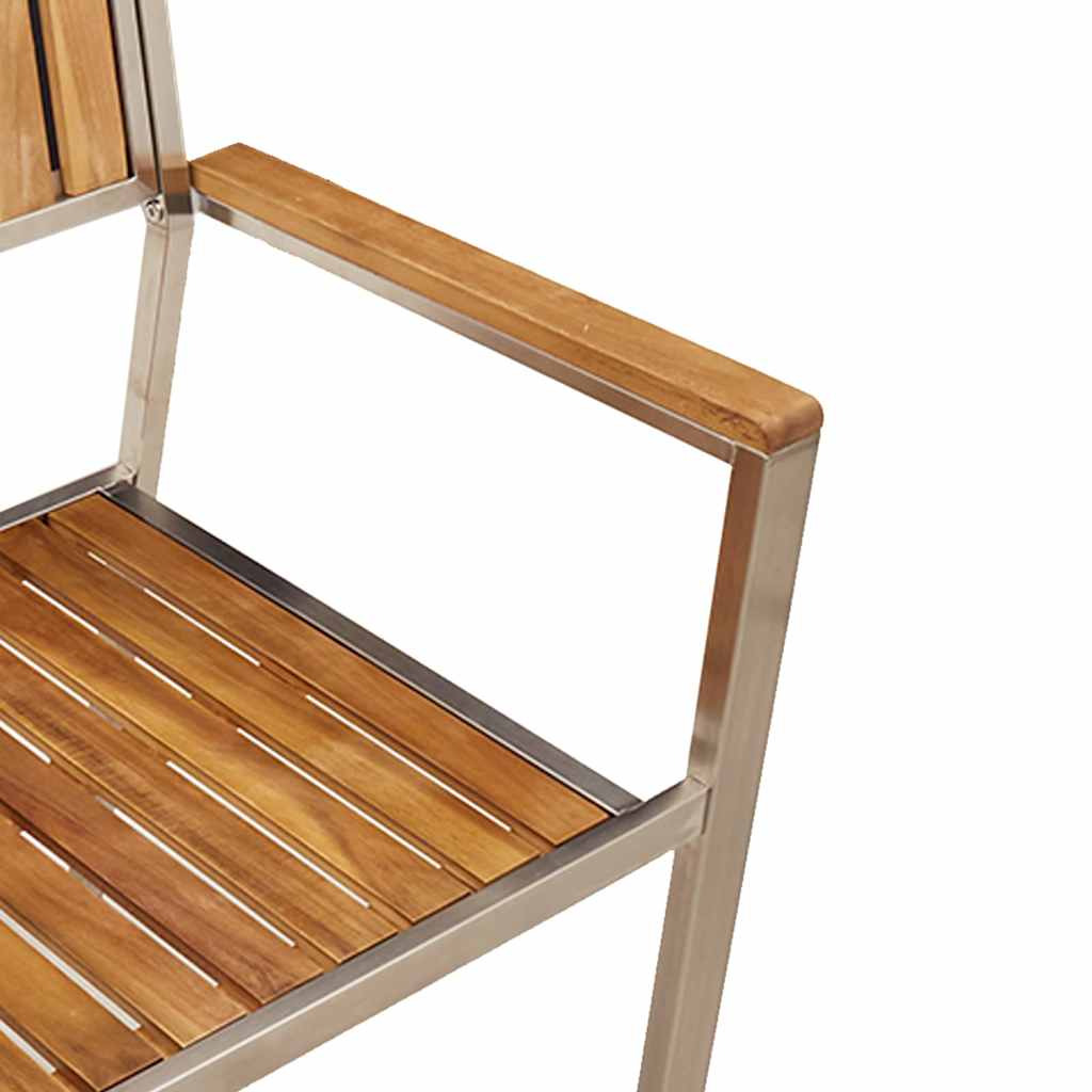 Garden Chair 4 pcs Solid Acacia Wood and Stainless Steel