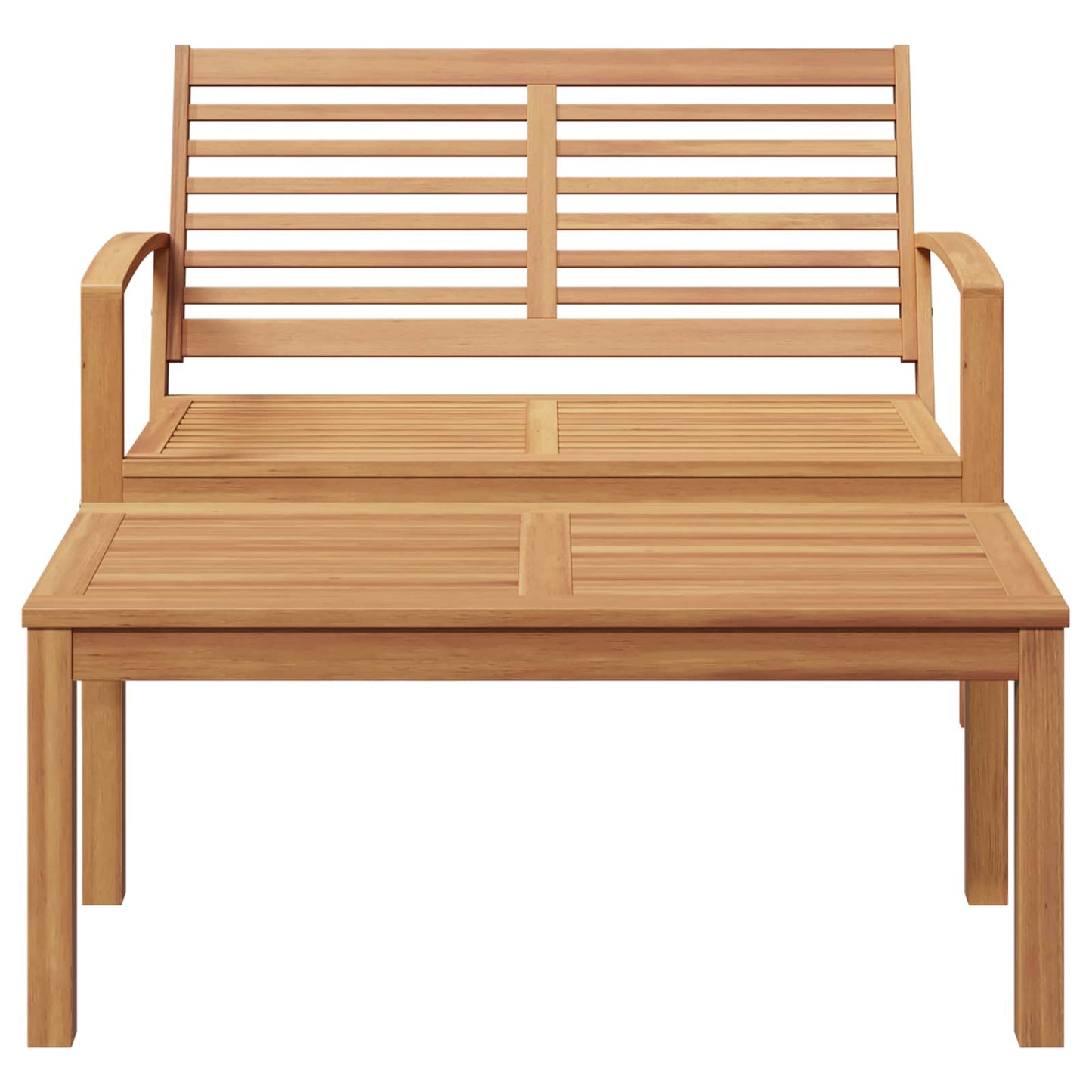 Garden Bench and Table Set 2 Piece Brown Solid Teak Wood