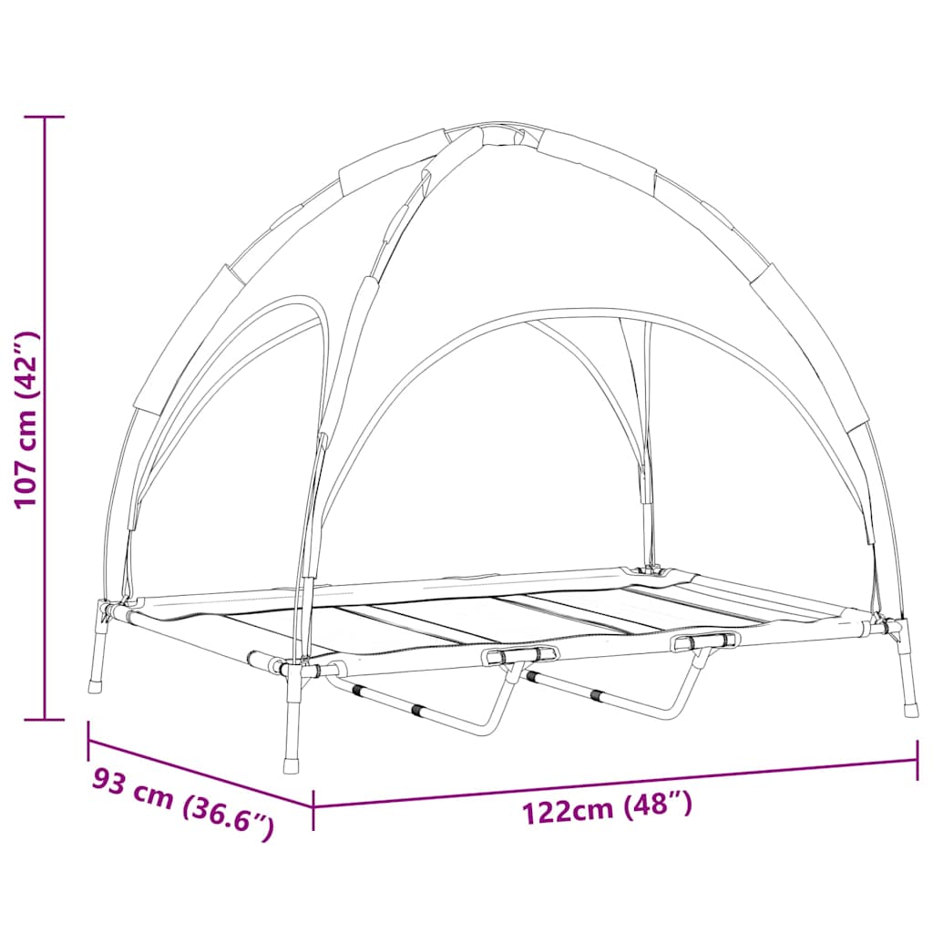 Dog Bed Folding Manual Black 122 x 93 x 106.5 cm Steel