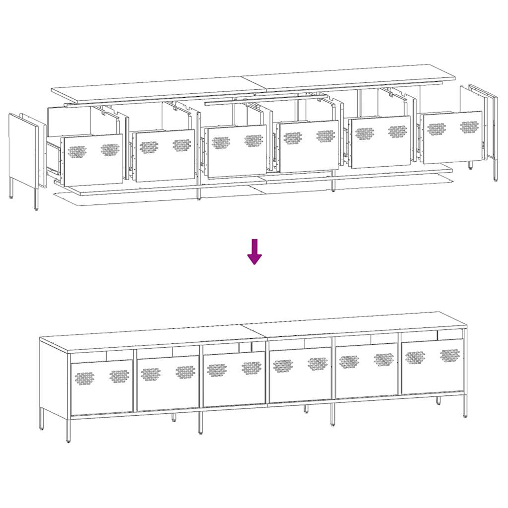 TV Cabinet Pink 202x39x43.5 cm Cold-rolled Steel