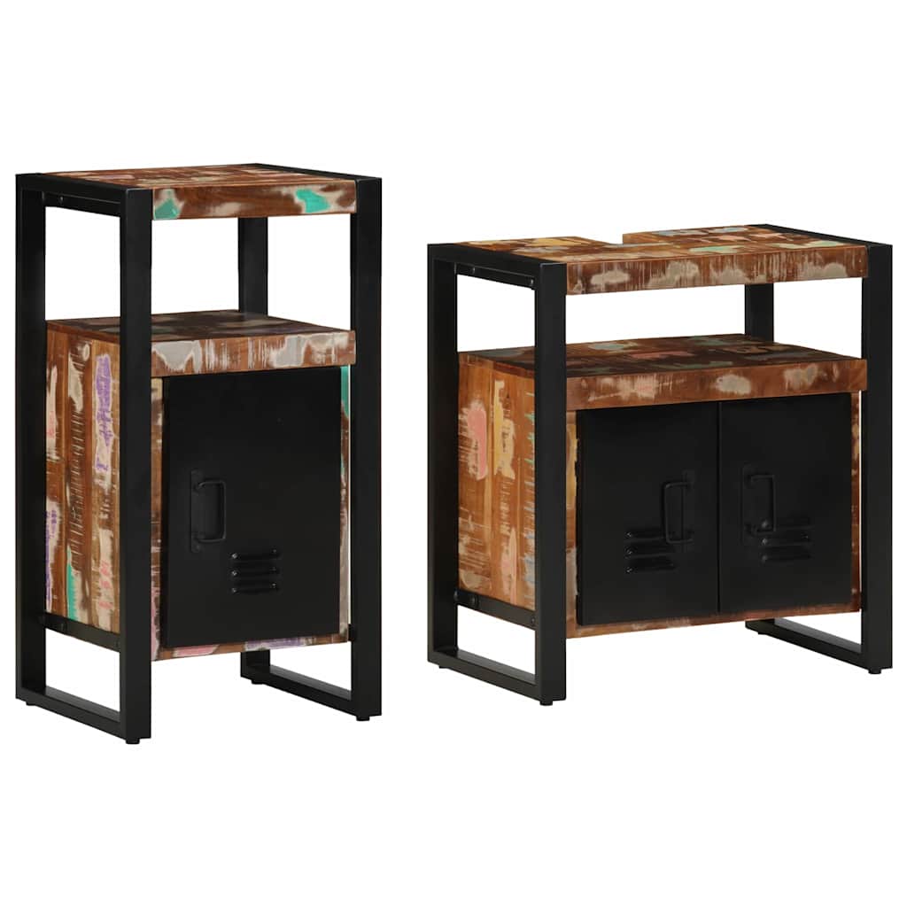 Bathroom Furniture Set 2 pcs Brown Solid Reclaimed Wood