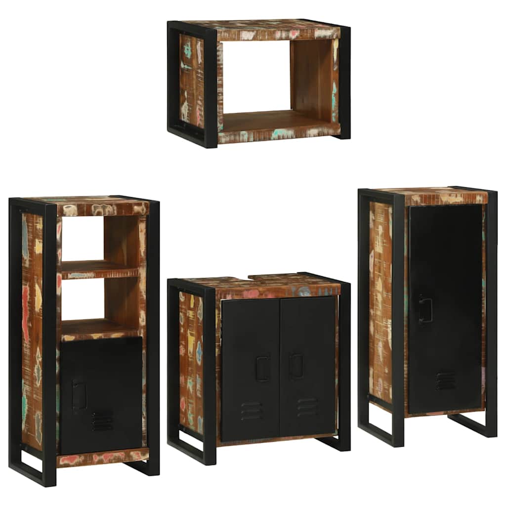 Bathroom Furniture Set 4 pcs Multicolour Solid Reclaimed Wood