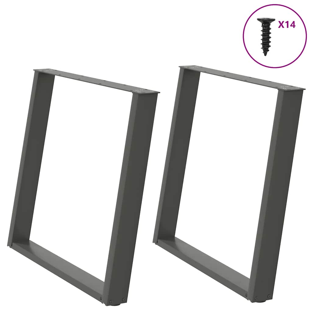 Dining Table Legs U-Shaped 2 pcs Anthracite 100x(72-73) cm Steel