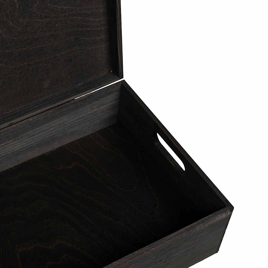 Wooden Box with Lid&Handles Black 40x30x13cm Solid Wood Pine