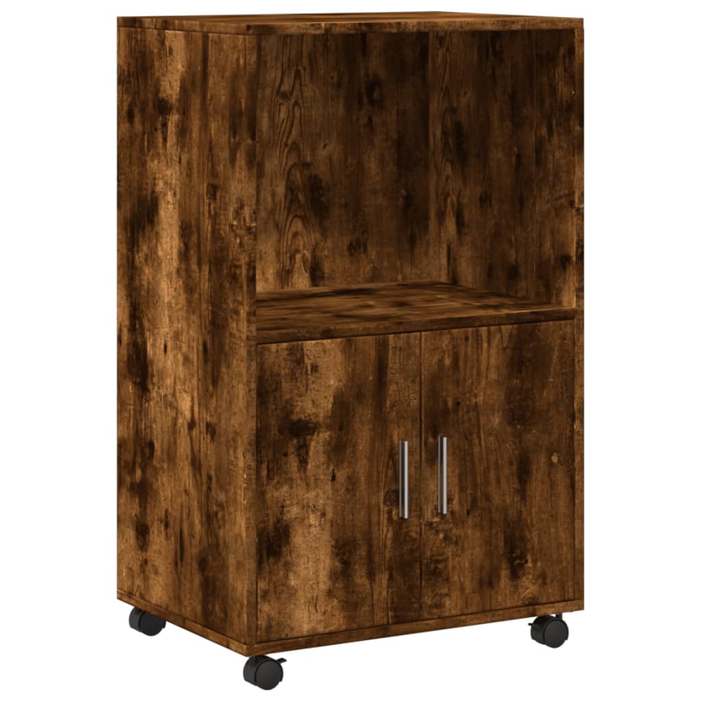 Rolling Cabinet Smoked Oak 55x40x91 cm Engineered Wood