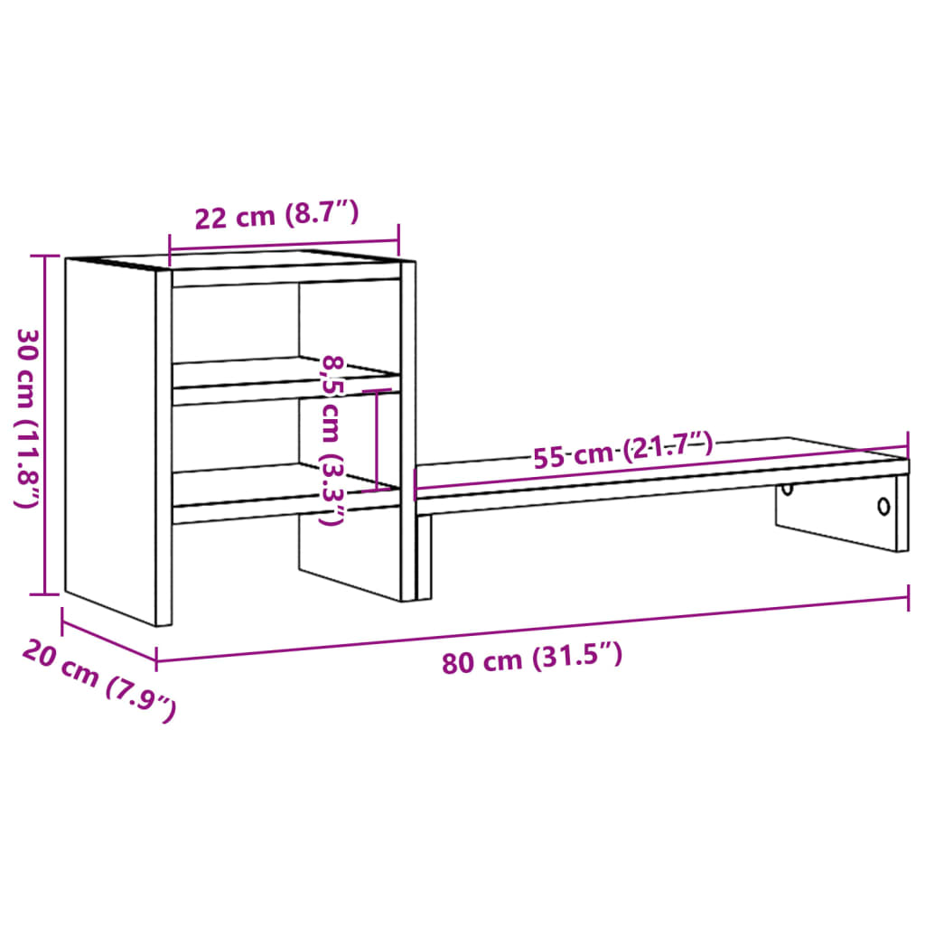 Monitor Stand with Desk Organiser Old Wood Engineered Wood