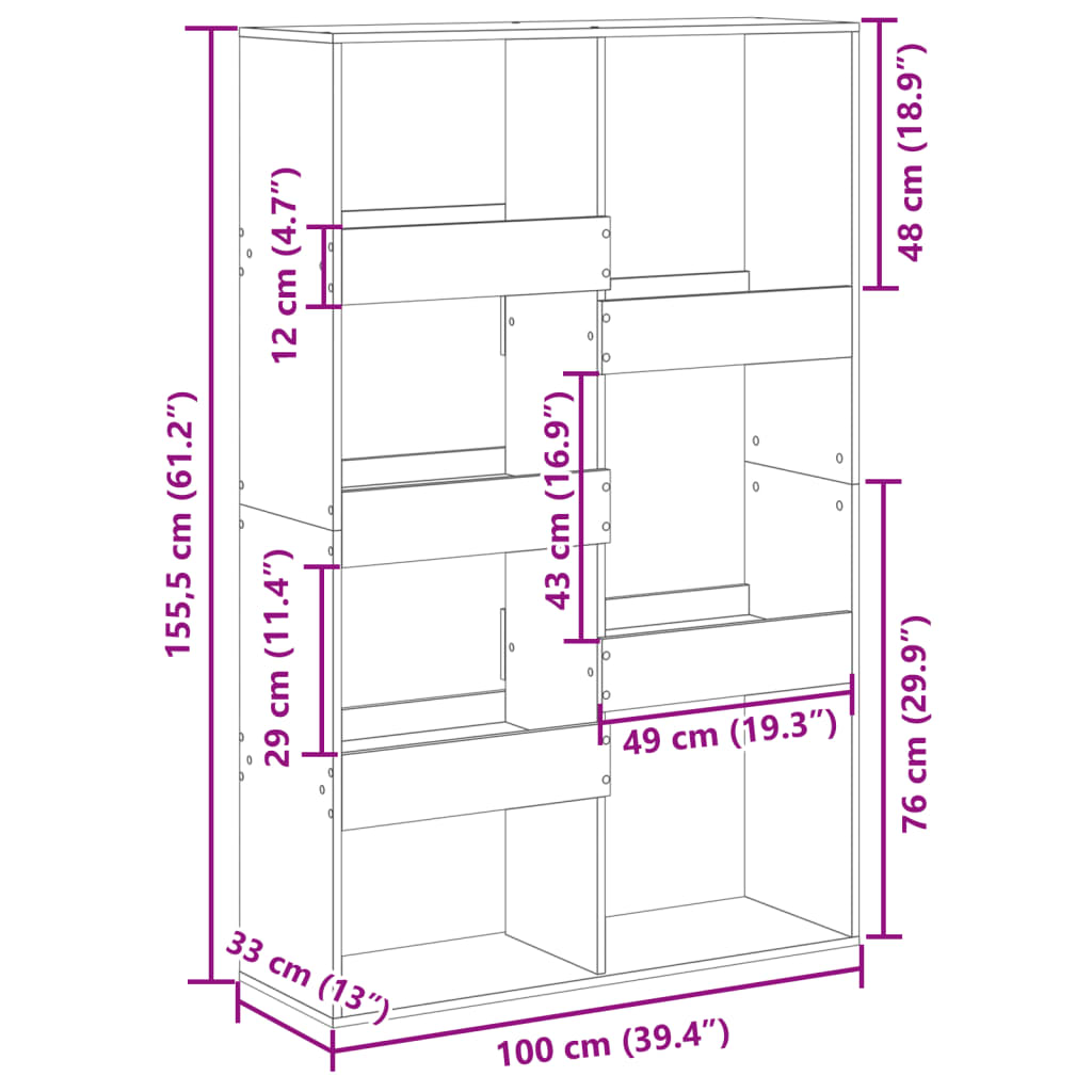 Room Divider Brown Oak 100x33x155,5 cm Engineered Wood