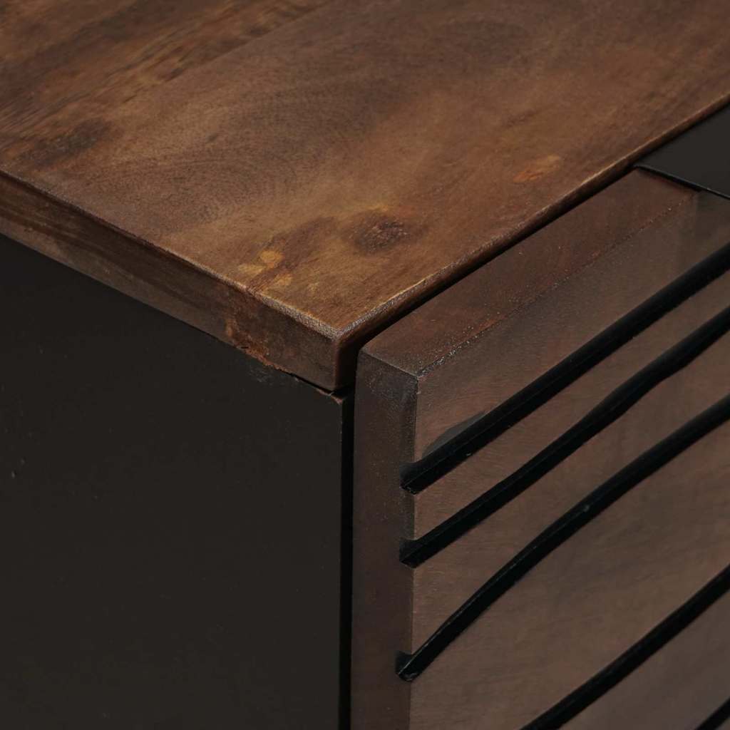 Sideboard Set 2 pcs Walnut 120 x 33 x 75 cm Solid Mango Wood