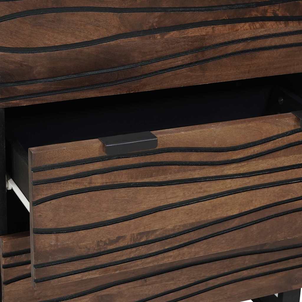 Sideboard Set 2 pcs Walnut 120 x 33 x 75 cm Solid Mango Wood