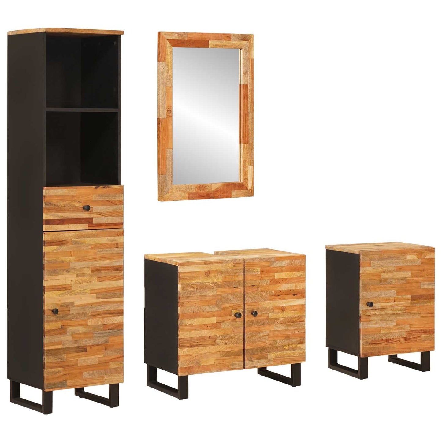 Bathroom Sets with Drawer with Shelf Natural Solid Mango Wood