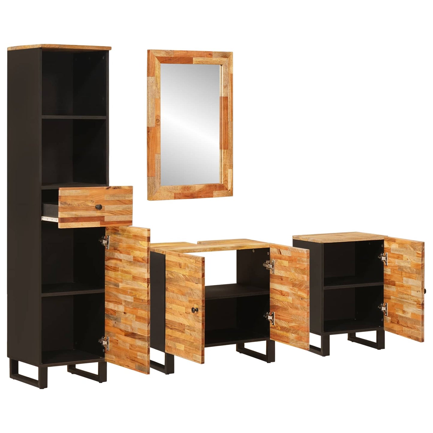 Bathroom Sets with Drawer with Shelf Natural Solid Mango Wood