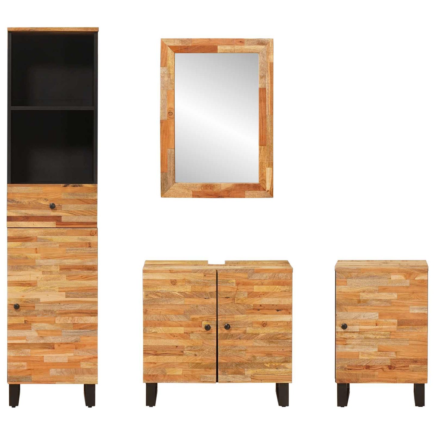 Bathroom Sets with Drawer with Shelf Natural Solid Mango Wood