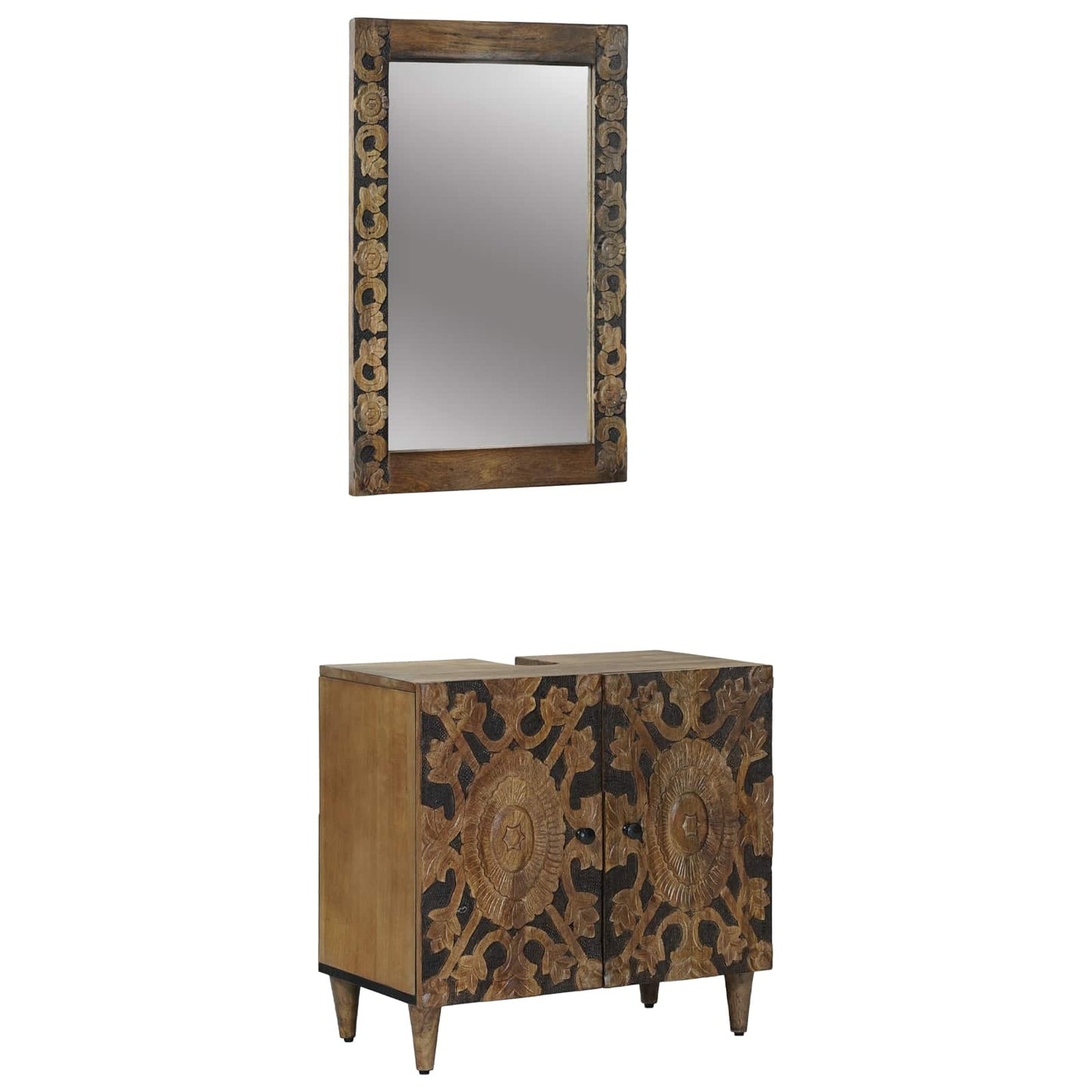Bathroom Furniture Set 2 pcs Brown Solid Mango Wood