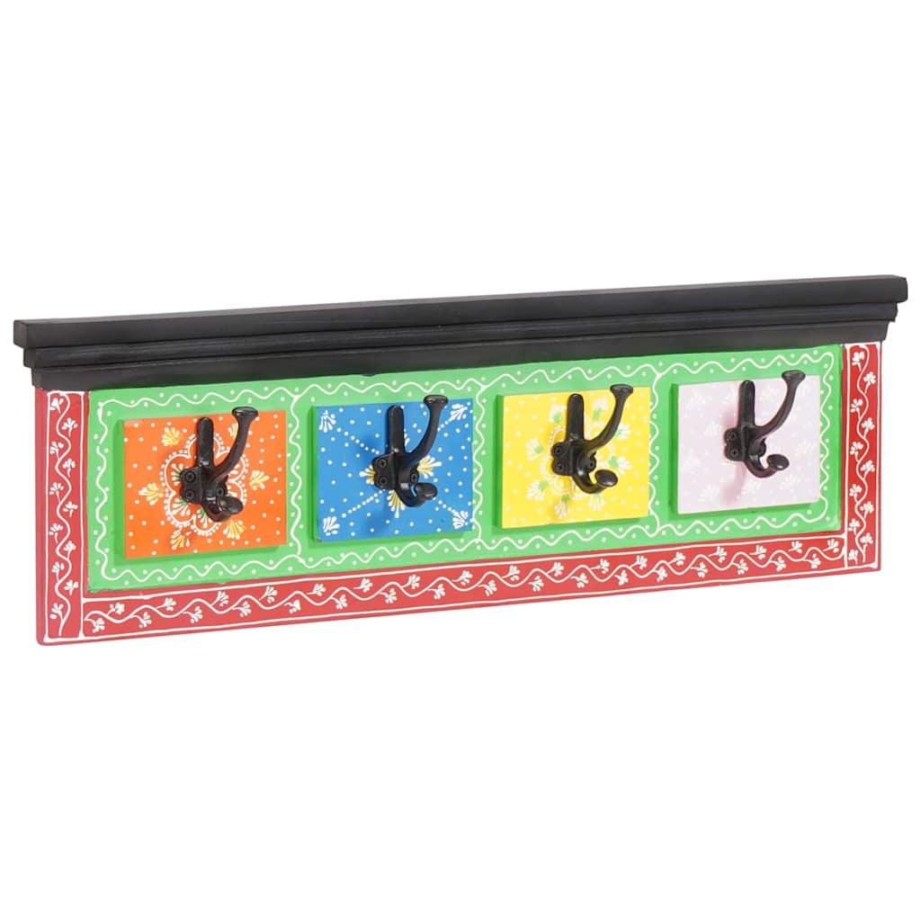 Coat Rack Black 80 x 25 x 2 cm Solid Mango Wood