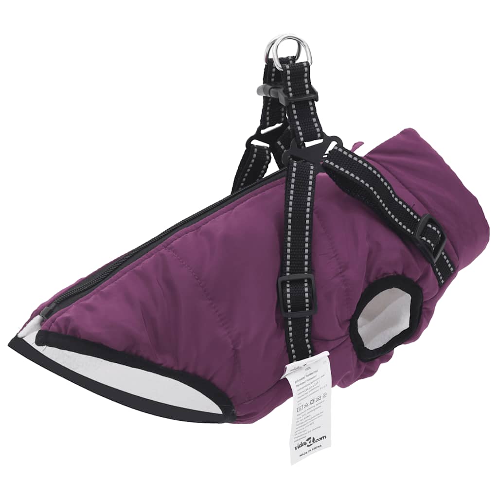 Dog Coat with Harness Waterproof Reflective Purple 2XL