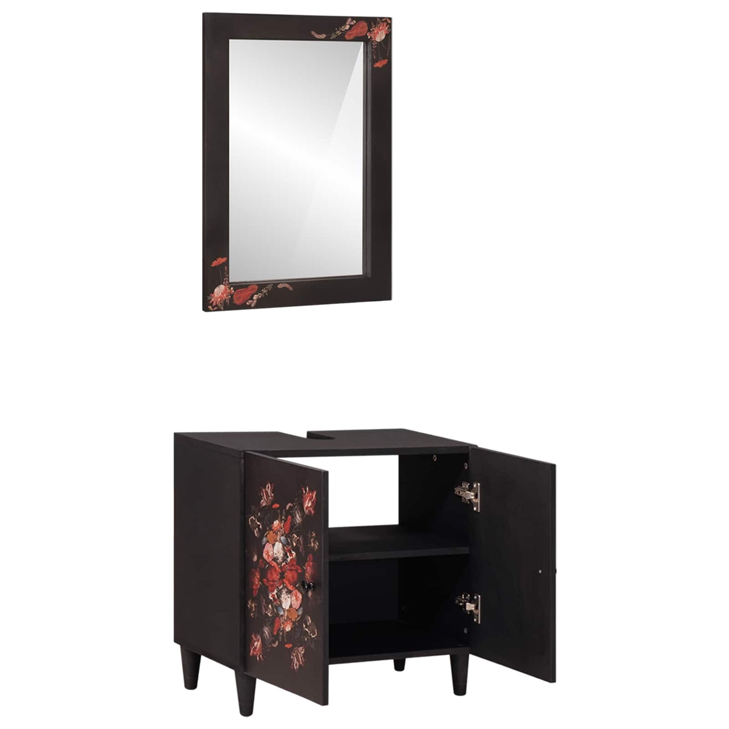 Bathroom Cabinet Set 2 pcs Solid Mango Wood