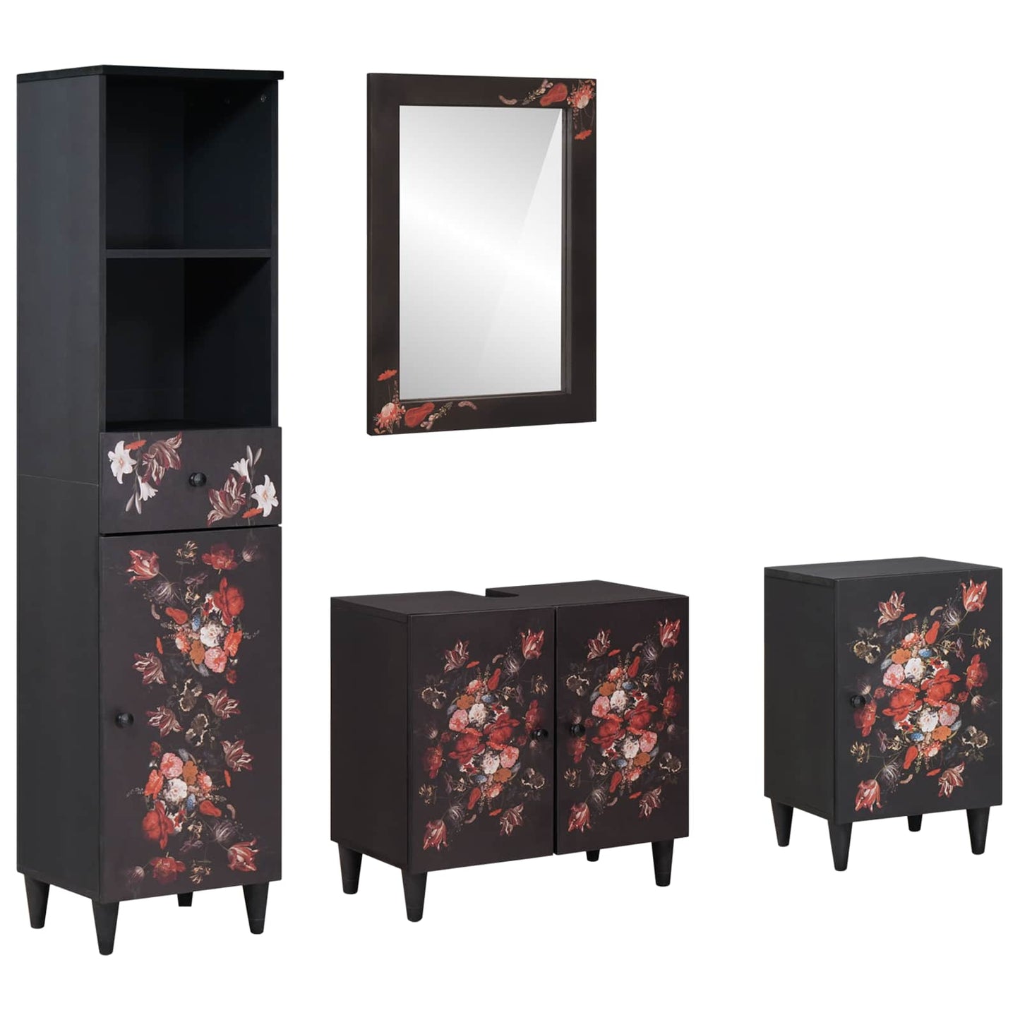 Bathroom Cabinet Set 4 pcs Solid Mango Wood
