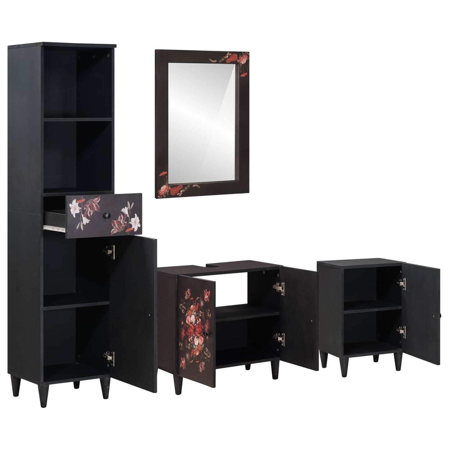 Bathroom Cabinet Set 4 pcs Solid Mango Wood
