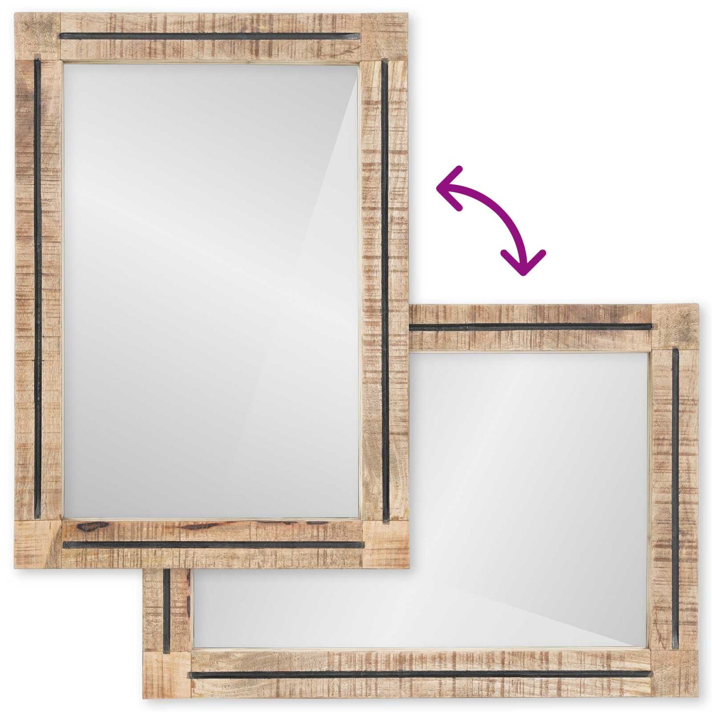Bathroom Cabinet Set 2 pcs Natural Solid Mango Wood