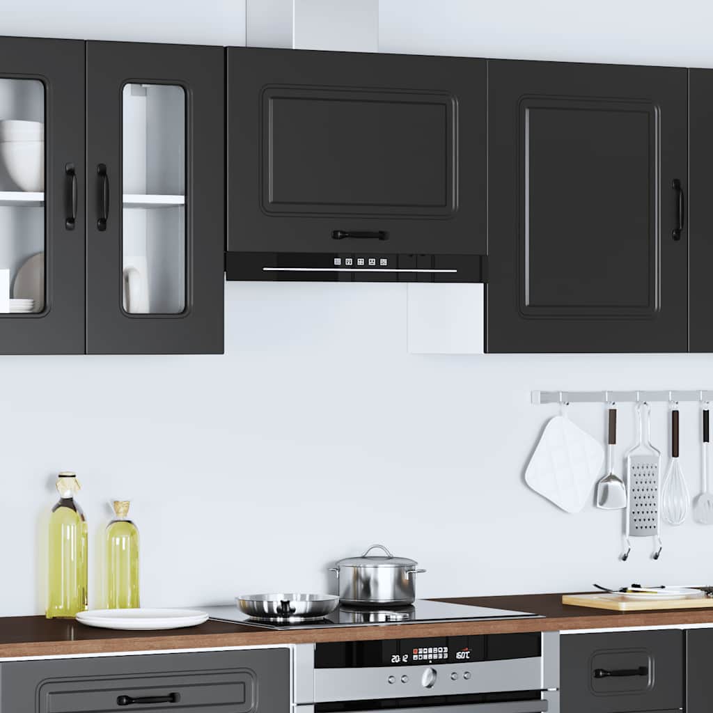 Kitchen Wall Cabinet "Kalmar" Black Engineered Wood