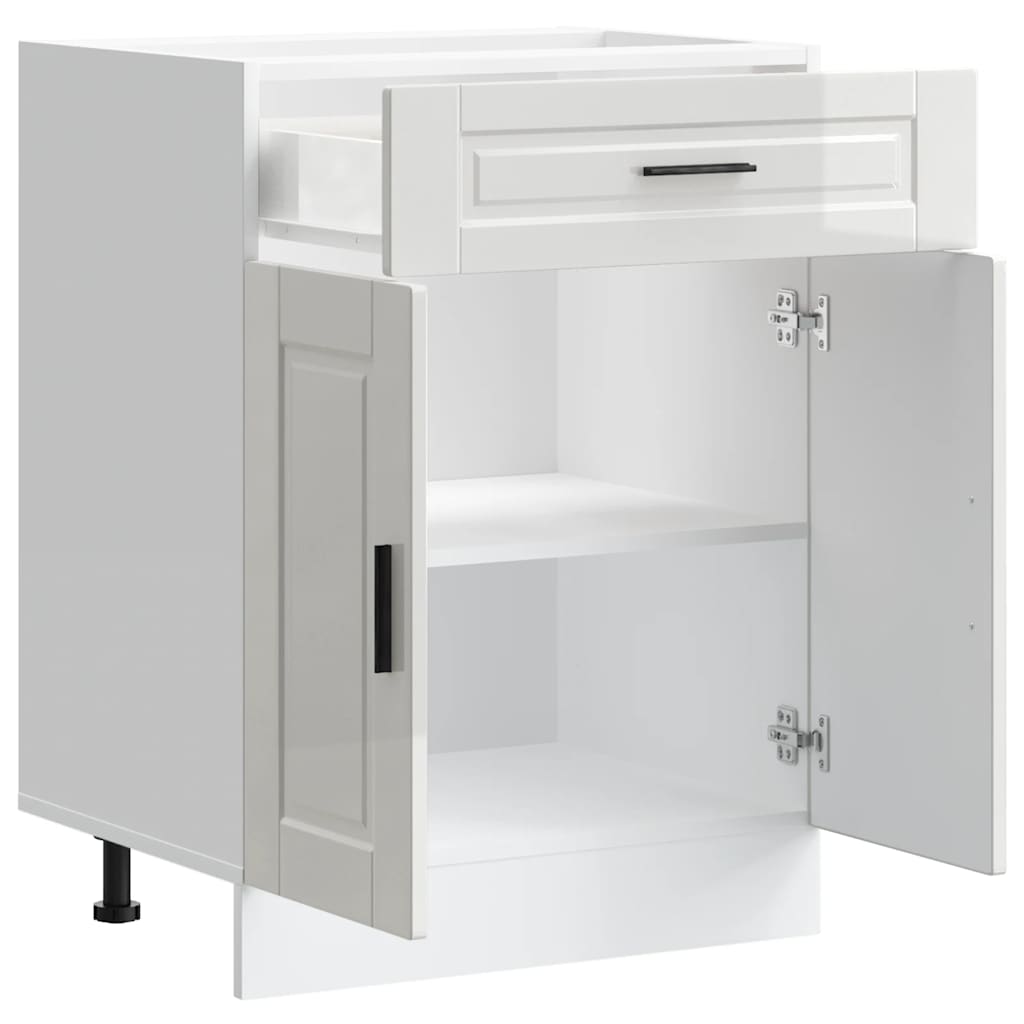 Kitchen Base Cabinet "Porto" High Gloss White Engineered Wood