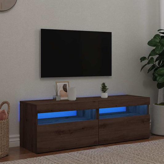 2 Piece TV Cabinet Set with LED Lights Artisan Oak Engineered Wood