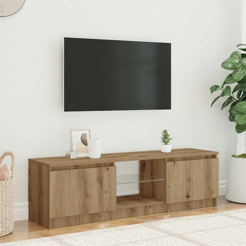TV Cabinet with LED Lights Artisan Oak 120x30x36 cm