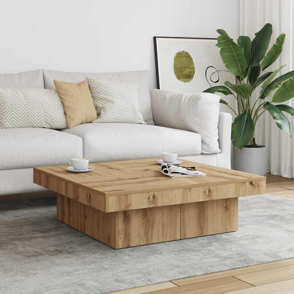Coffee Table Artisan Oak 90x90x28 cm Engineered Wood
