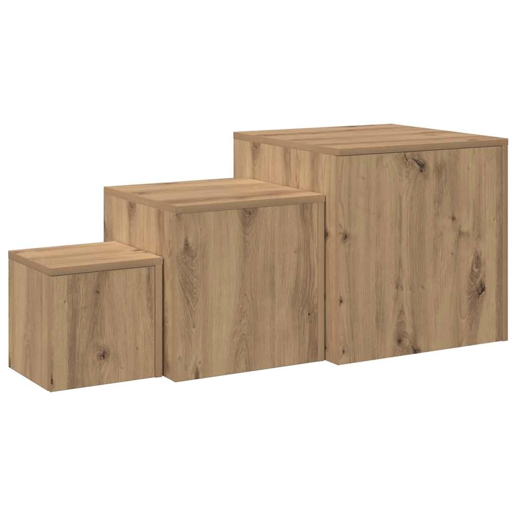 Side Tables 3 pcs Artisan Oak Engineered Wood