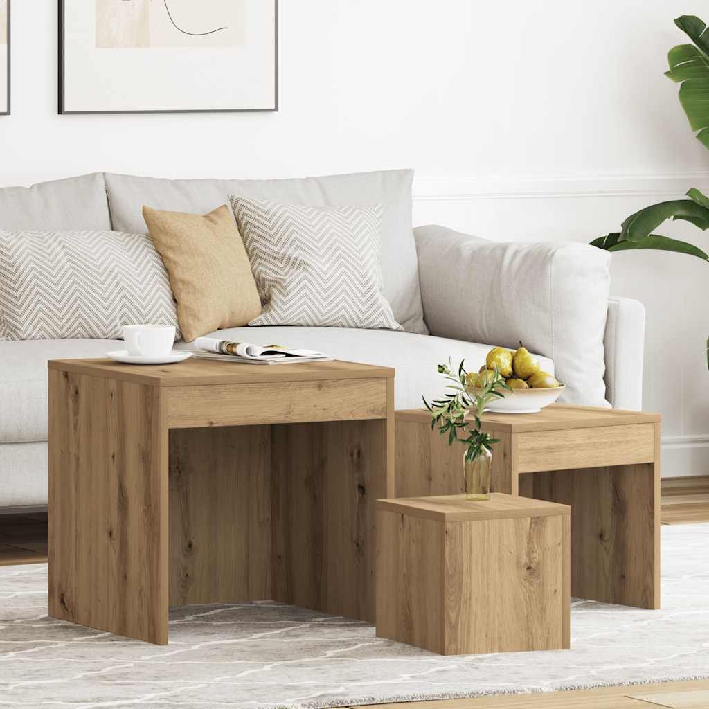 Nesting Tables 3 pcs Artisan Oak Engineered Wood