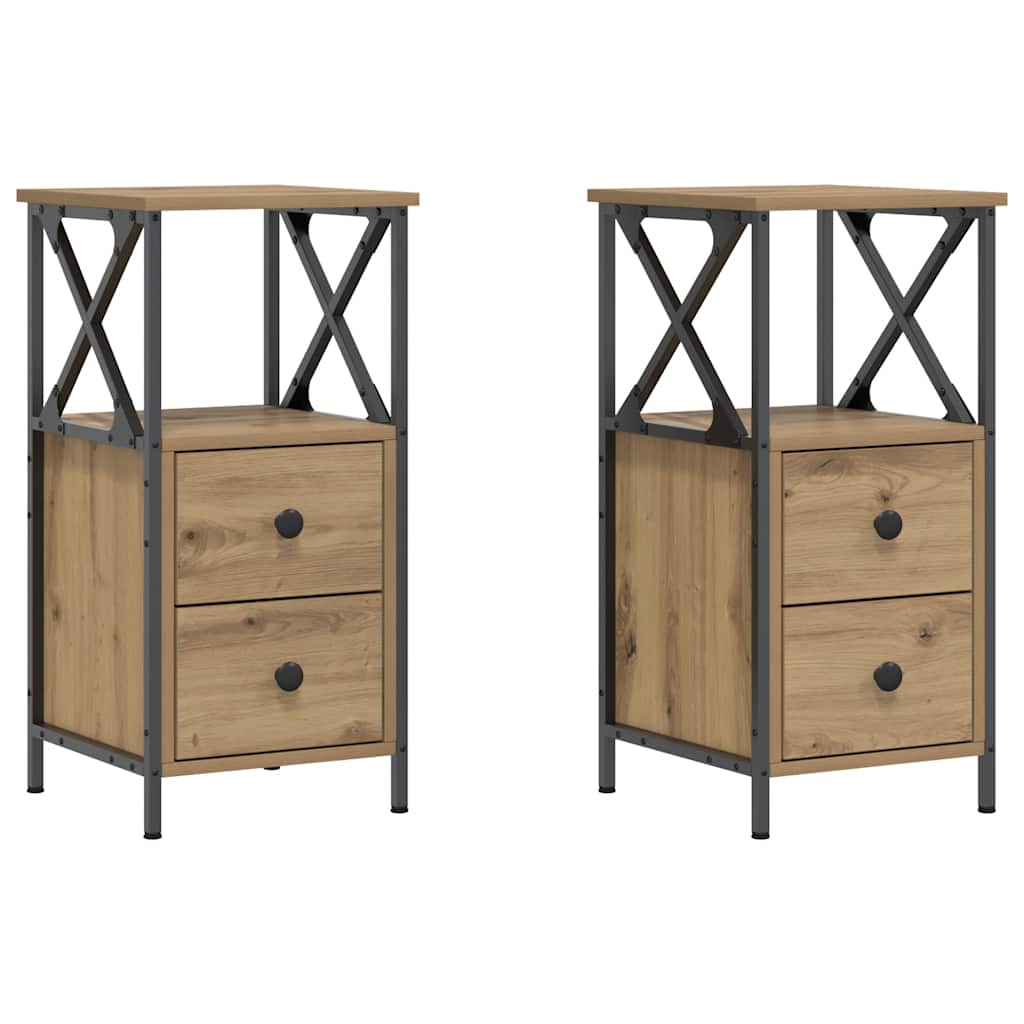 Bedside Cabinets 2 pcs Artisan Oak 34x35,5x70 cm Engineered Wood
