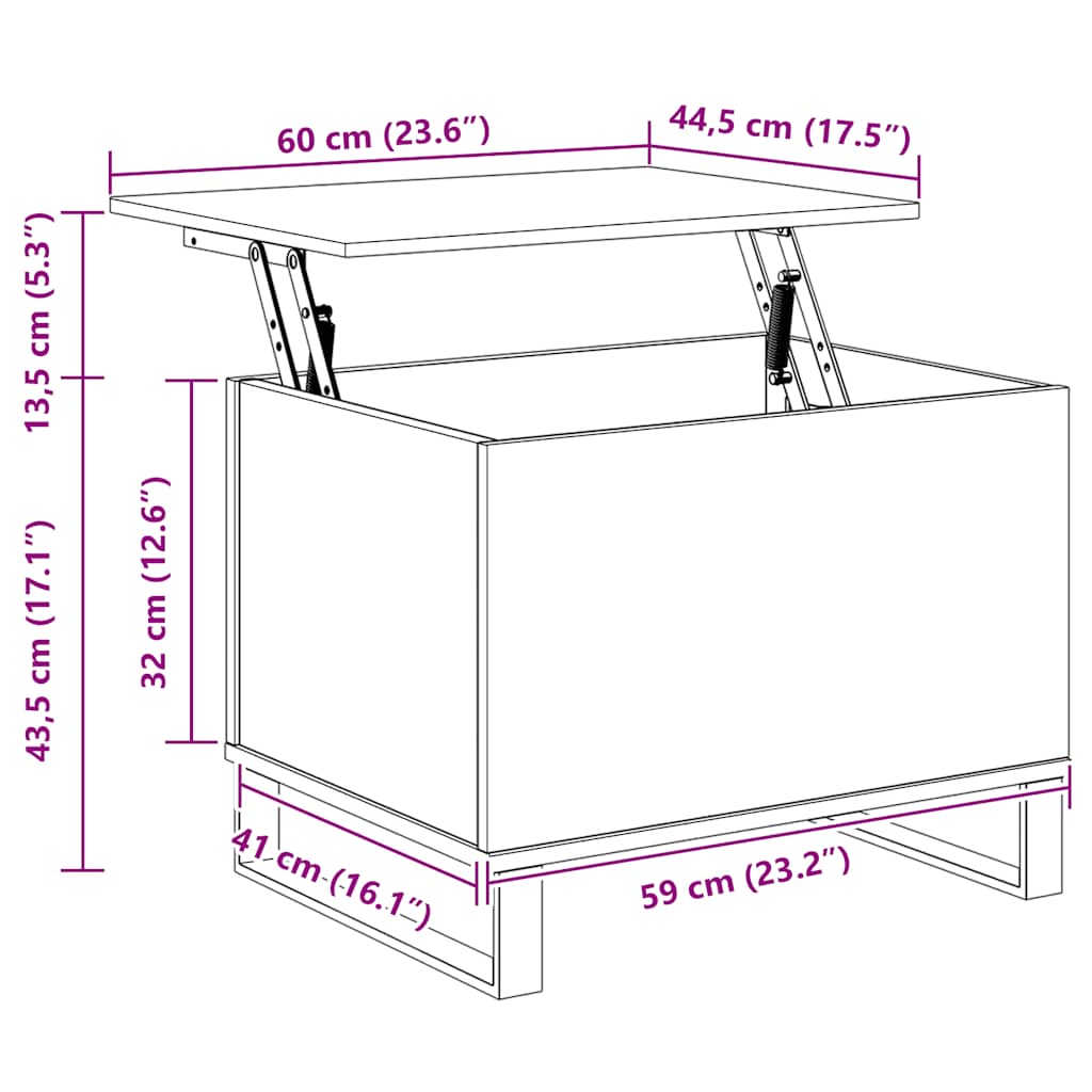 Coffee Table Old Wood 60x44,5x45 cm Engineered Wood