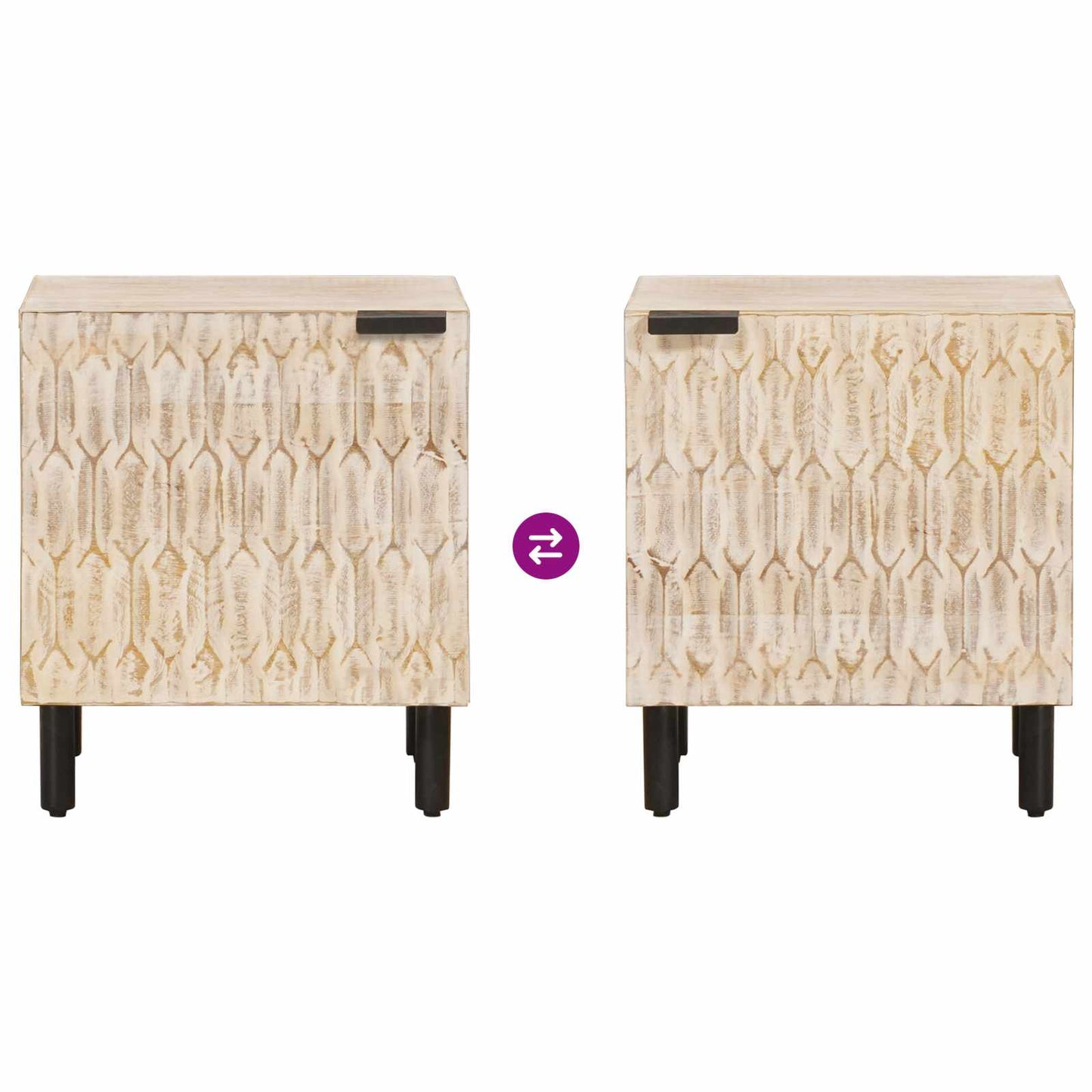 Bedside Cabinet 2 pcs White 40 x 33 x 46 cm Solid Mango Wood