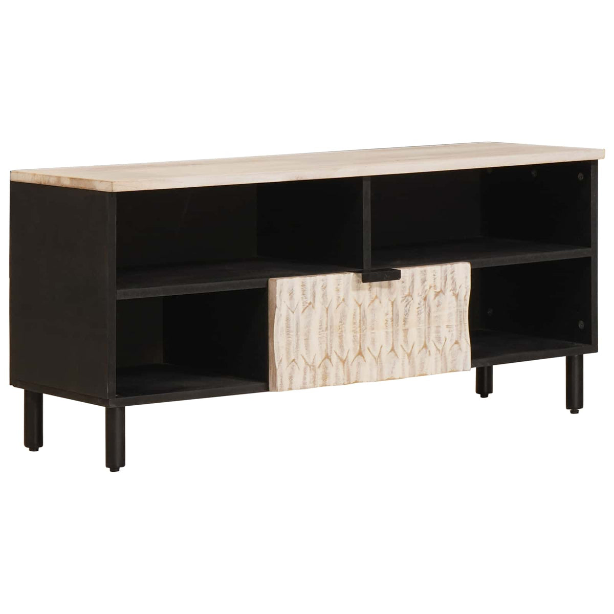 TV Cabinet White Wash Finish 100 x 33 x 46 cm Solid Mango Wood