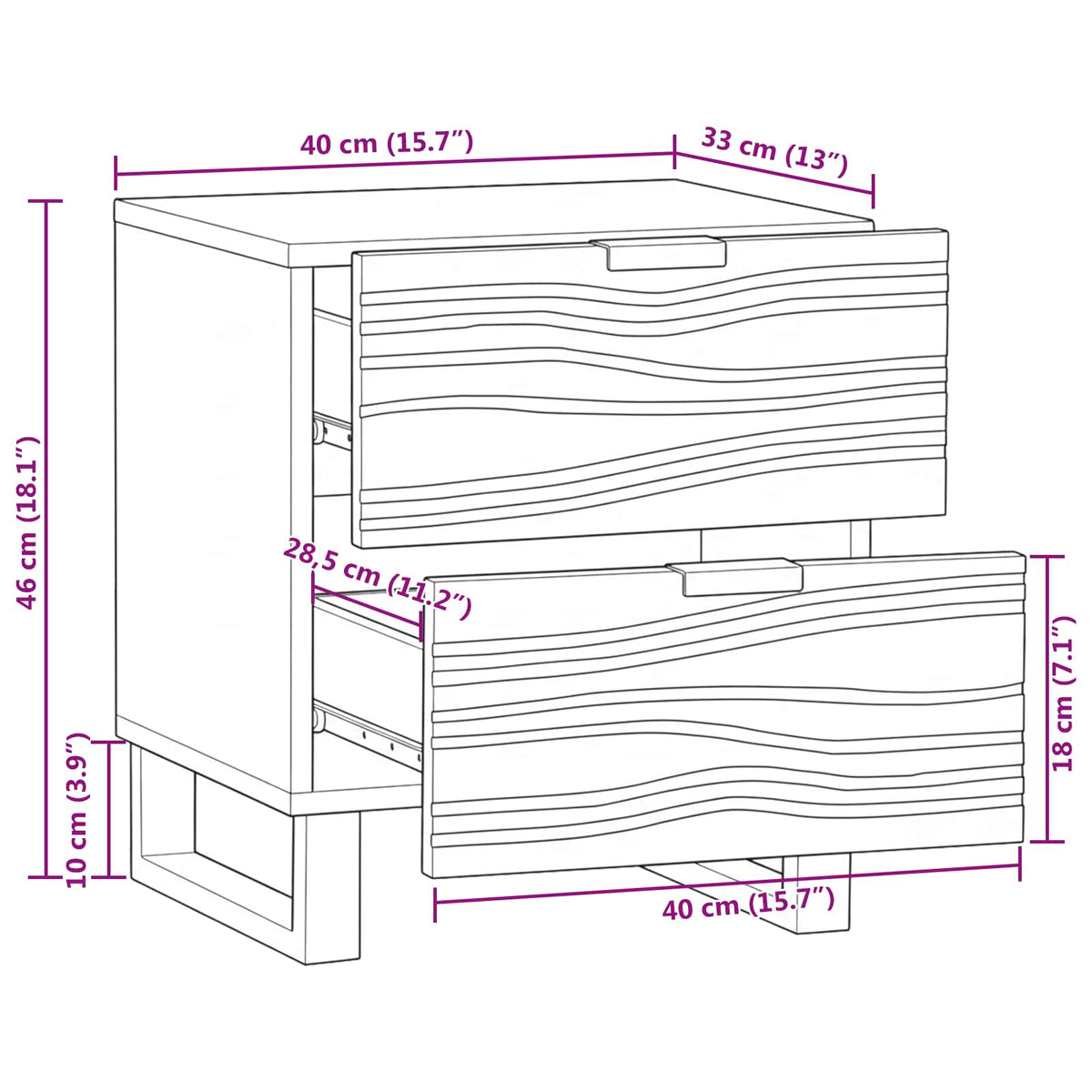 Bedside Cabinet Natural 40 x 33 x 46 cm Engineered Wood