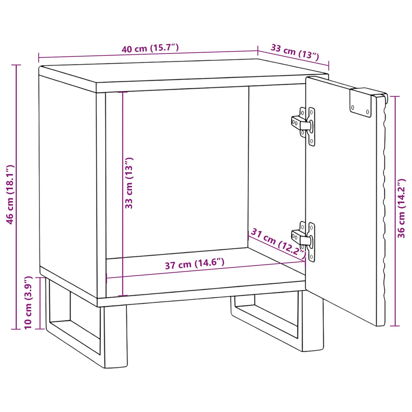 Bedside Cabinet White 40 x 33 x 46 cm Engineered Wood