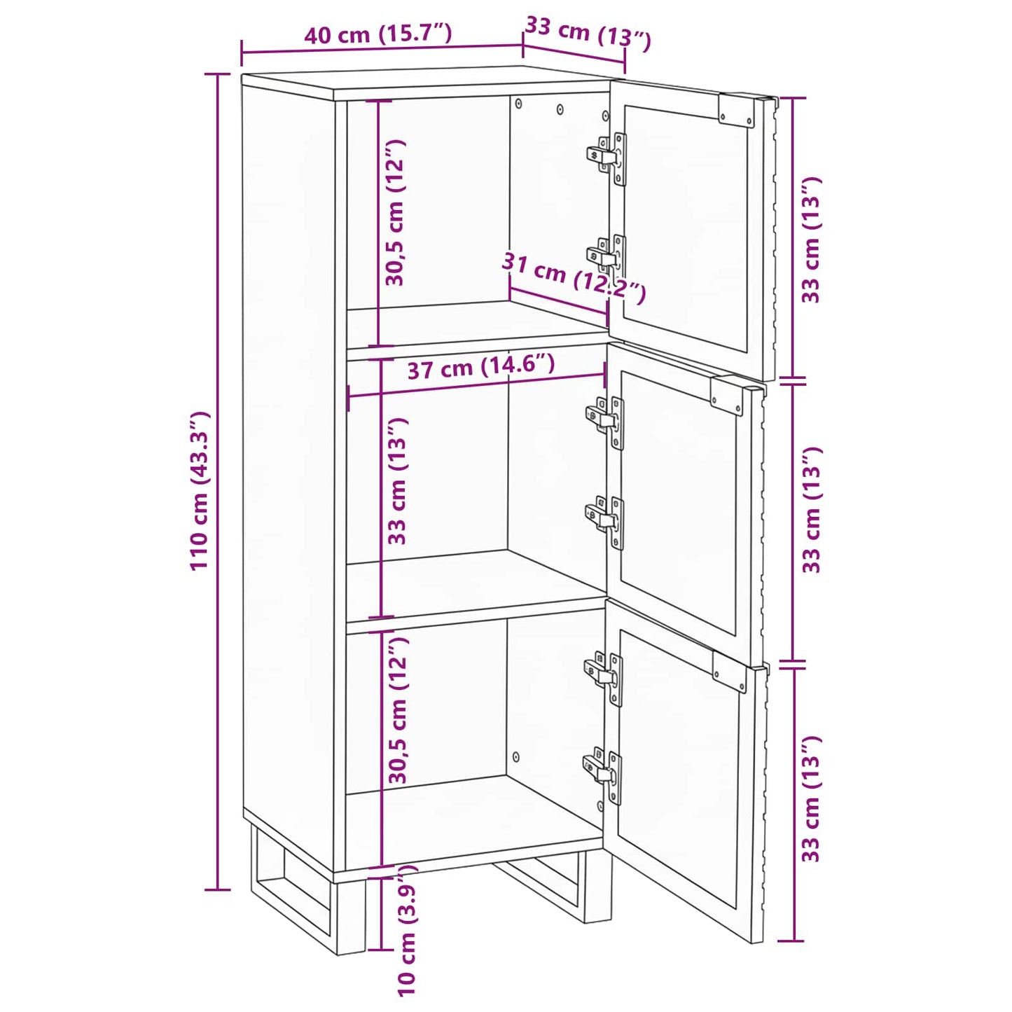 Media Storage Cabinets & Racks White and Black 40 x 33 x 110 cm