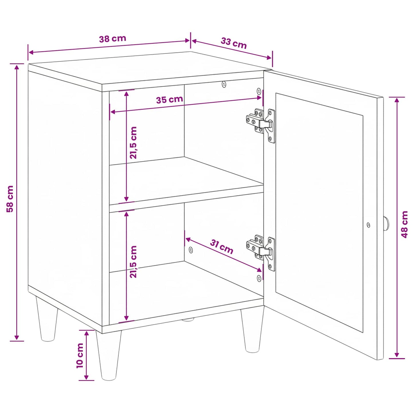 Bathroom Cabinet 38 x 33 x 58 cm Solid Mango Wood