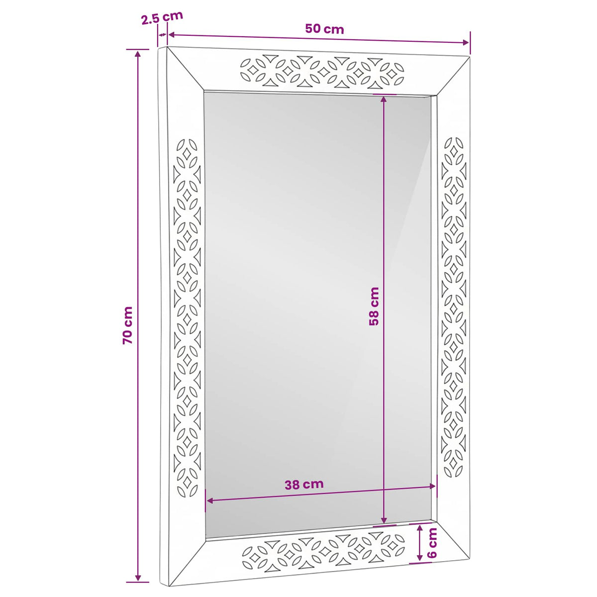 Wall Mirror 70 x 50 cm Engineered Wood and Glass Rectangular