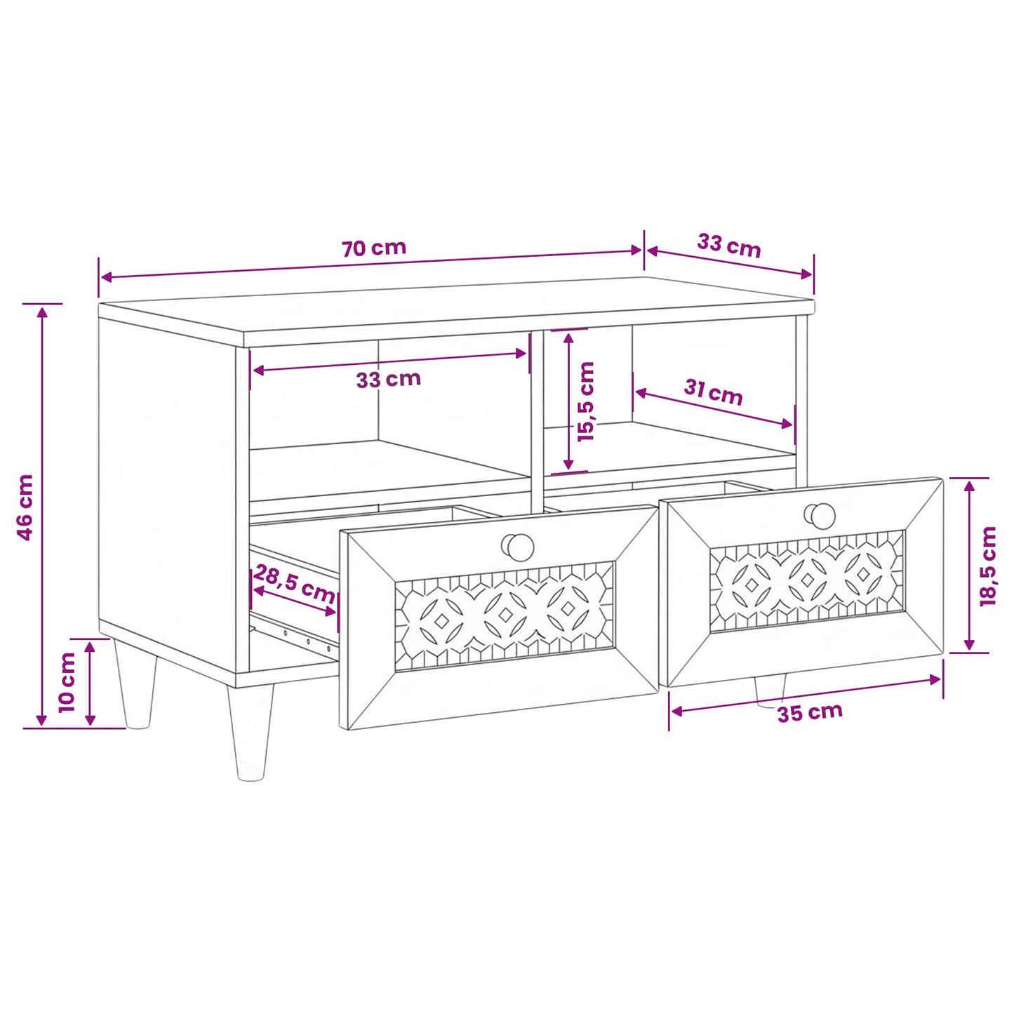 TV Units White 70 x 33 x 46 cm Engineered Wood