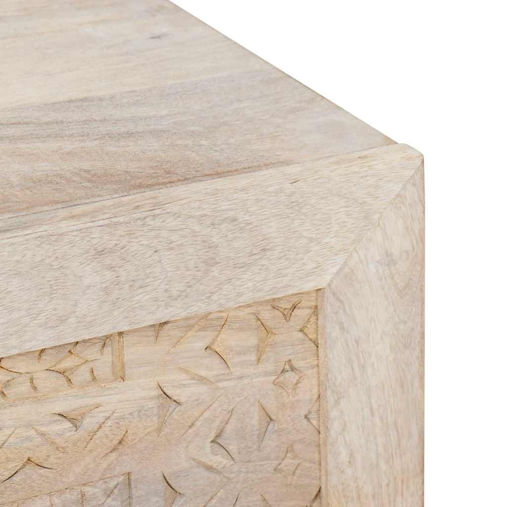Sideboard Bleached White 80 x 33 x 75 cm Solid Mango Wood